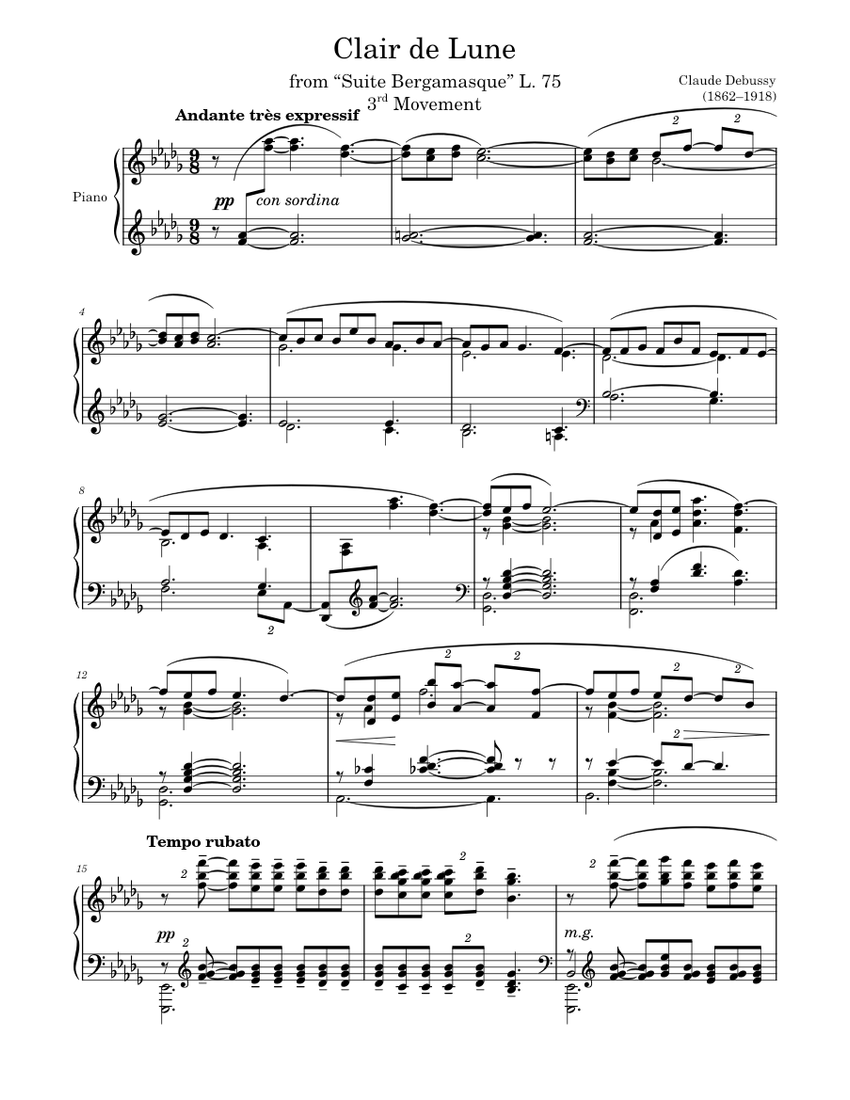 Clair De Lune Sheet Music For Piano Download Free In Pdf Or Midi 4771