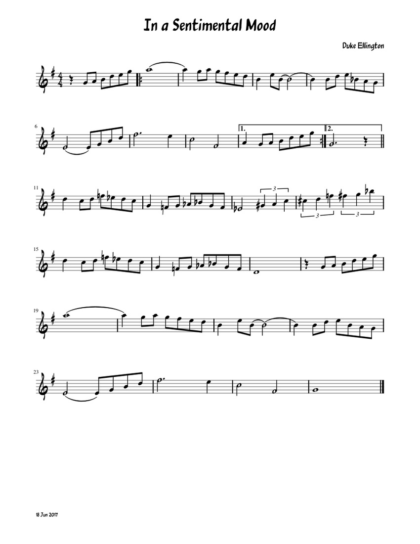 In a sentimental mood Sheet music for Saxophone (Alto) (Alto Sax Piano