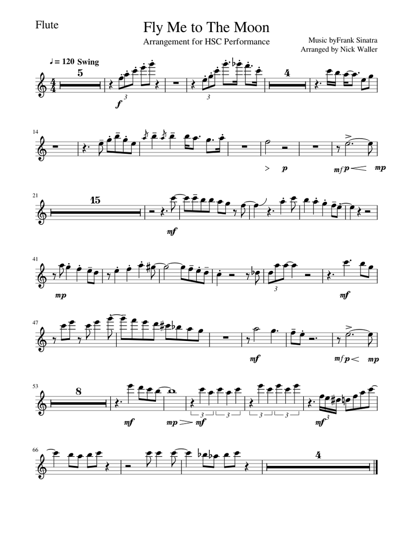 Fly Me to The Moon Flute Sheet music for Flute | Download free in PDF or MIDI | Musescore.com