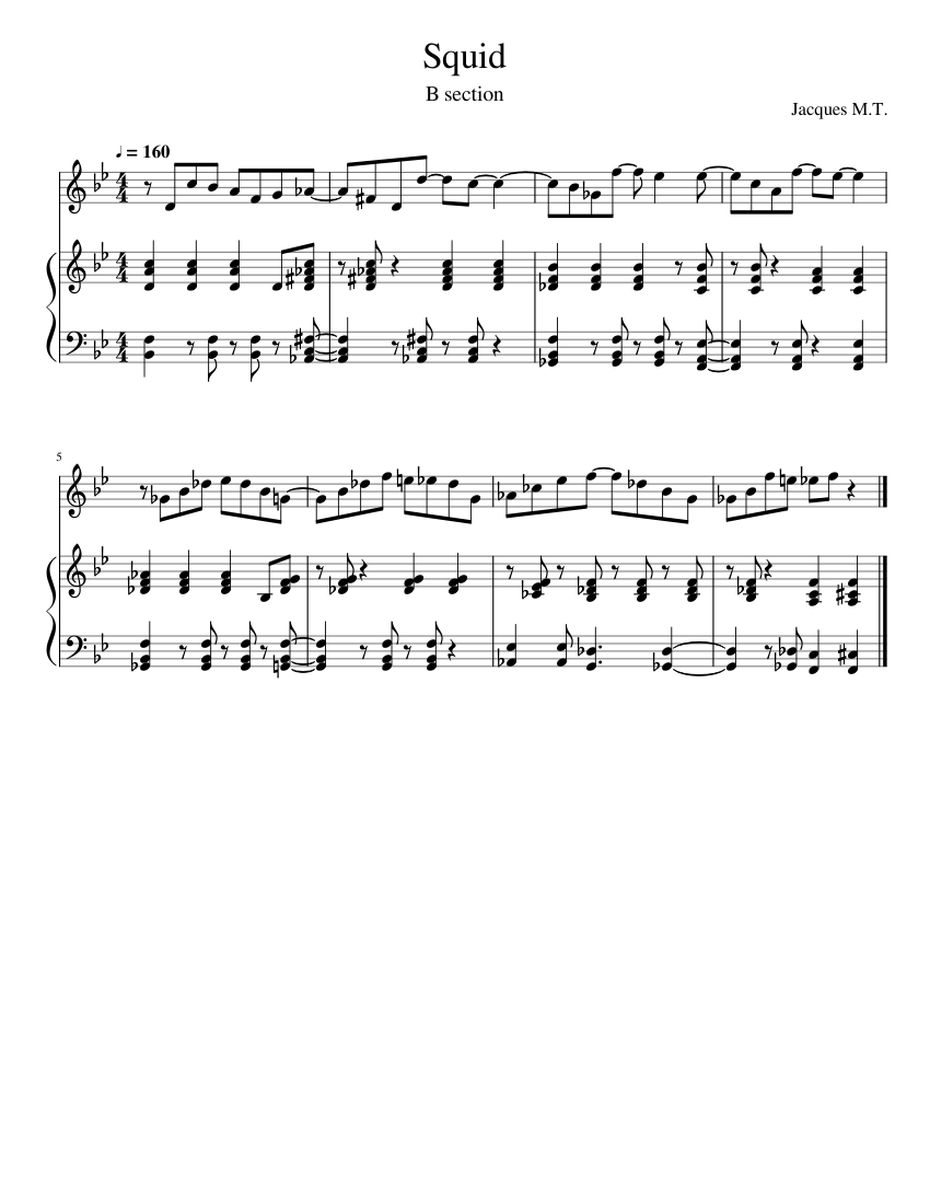 Squid B section (Work In Progress) Sheet music for Piano, Vibraphone