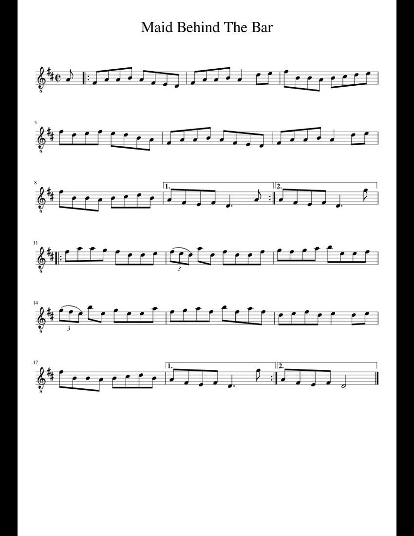 Maid behind the bar sheet music for Guitar download free in PDF or MIDI