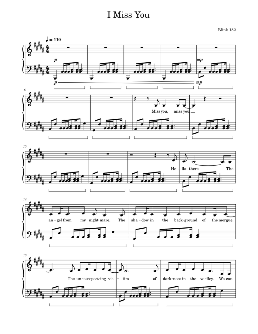 I Miss You - Blink 182 Sheet music for Piano (Solo) | Musescore.com