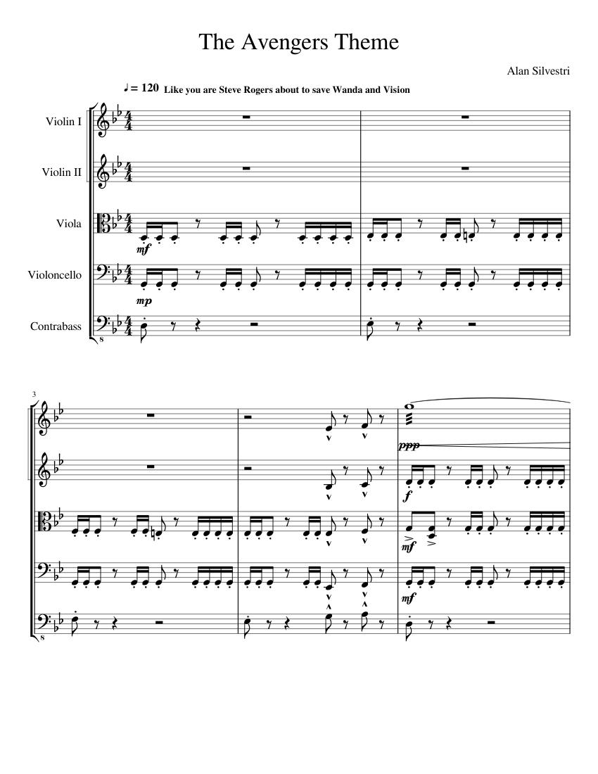 The Avengers Theme String Orchestra sheet music for Violin, Viola