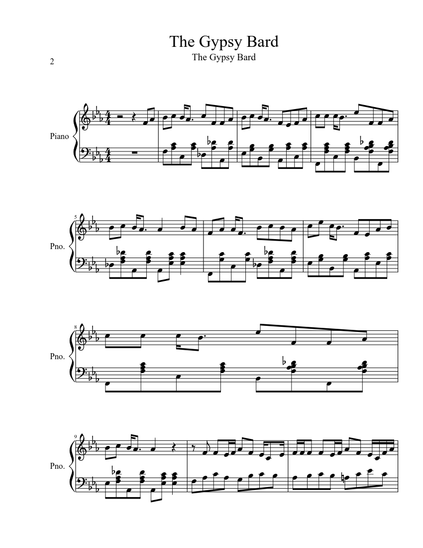 The Gypsy Bard Sheet Music Download Free In Pdf Or Midi