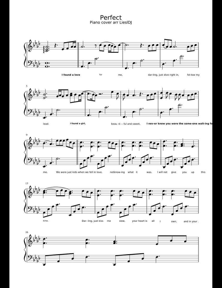 Perfect sheet music for Piano download free in PDF or MIDI