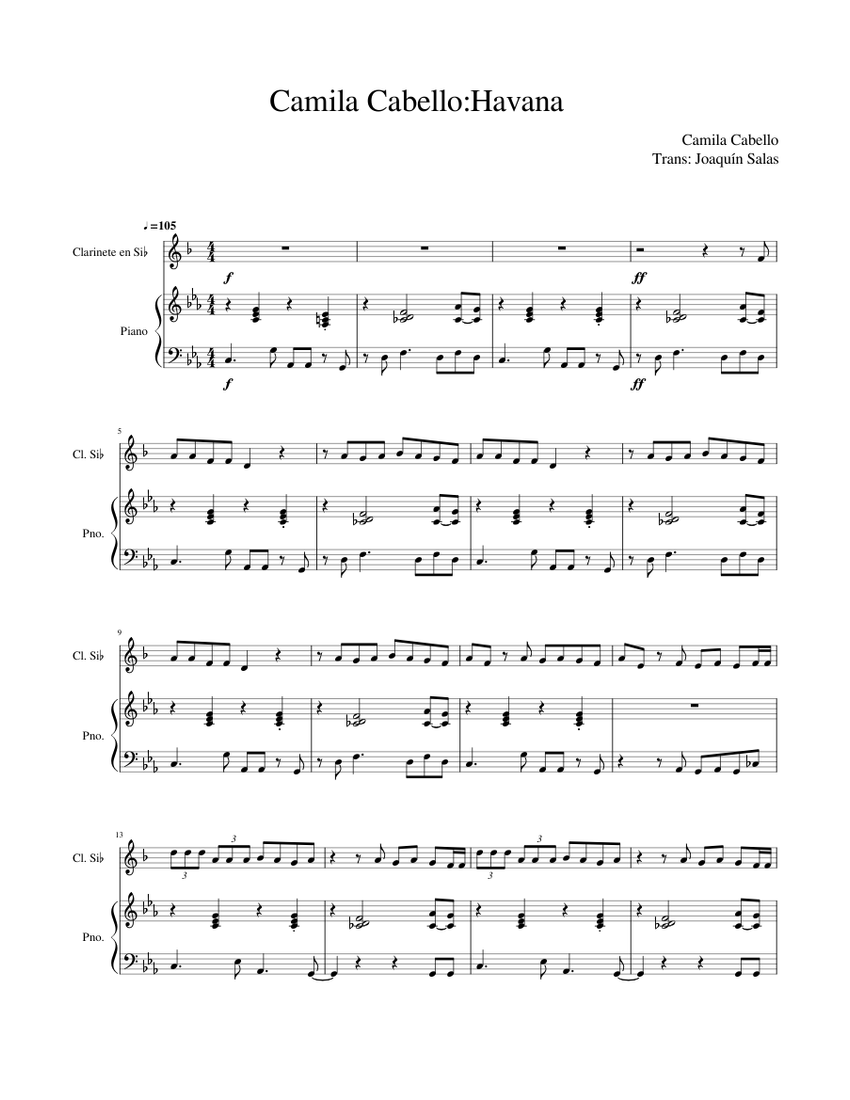 Camila Cabello Habana Sheet music for Piano Download free