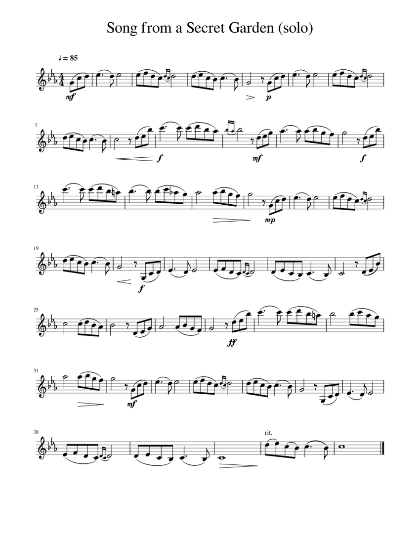 Song from a Secret Garden (solo) Sheet music for Violin ...