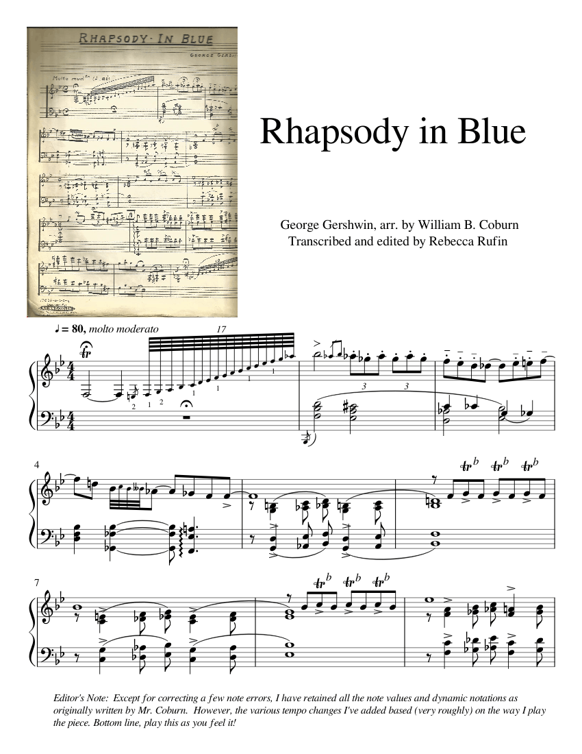 Rhapsody In Blue Sheet Music For Piano Download Free In Pdf Or Midi 
