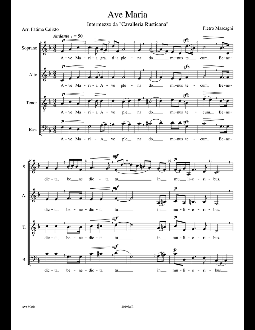 Ave Maria sheet music for Piano download free in PDF or MIDI