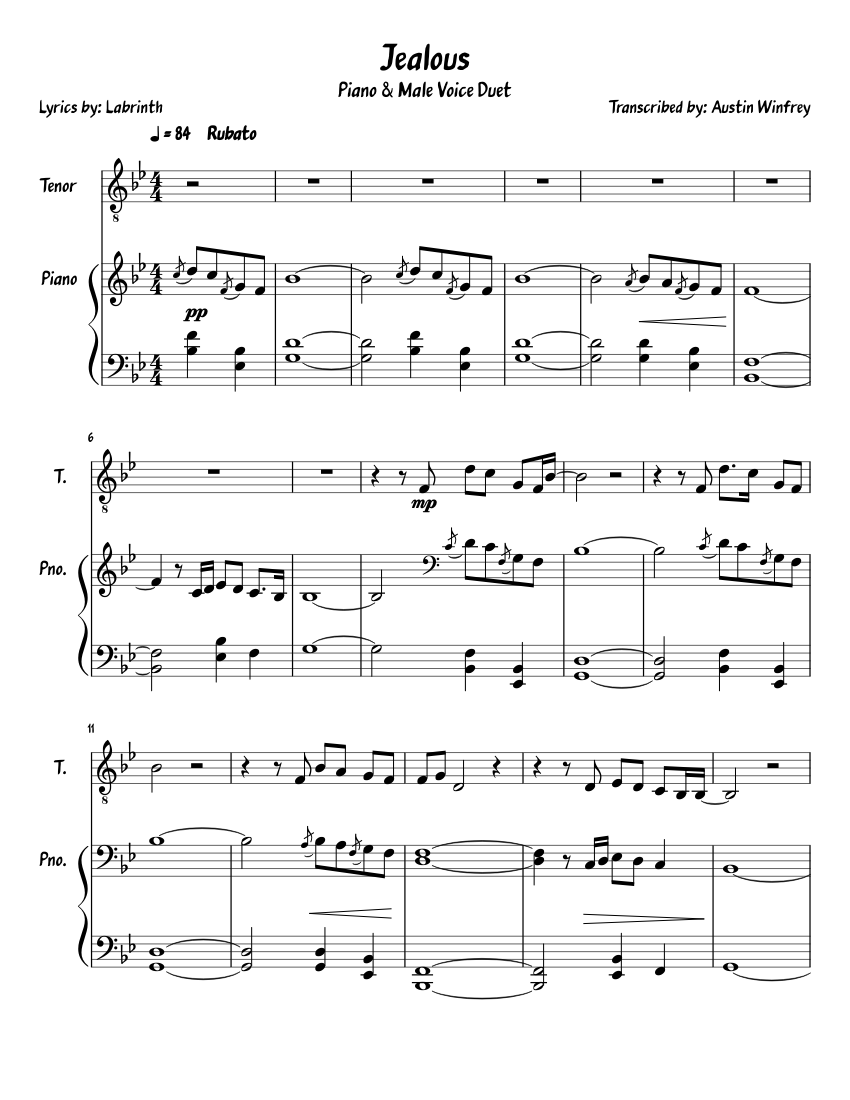 Jealous - Labrinth Sheet music for Piano, Voice | Download free in PDF