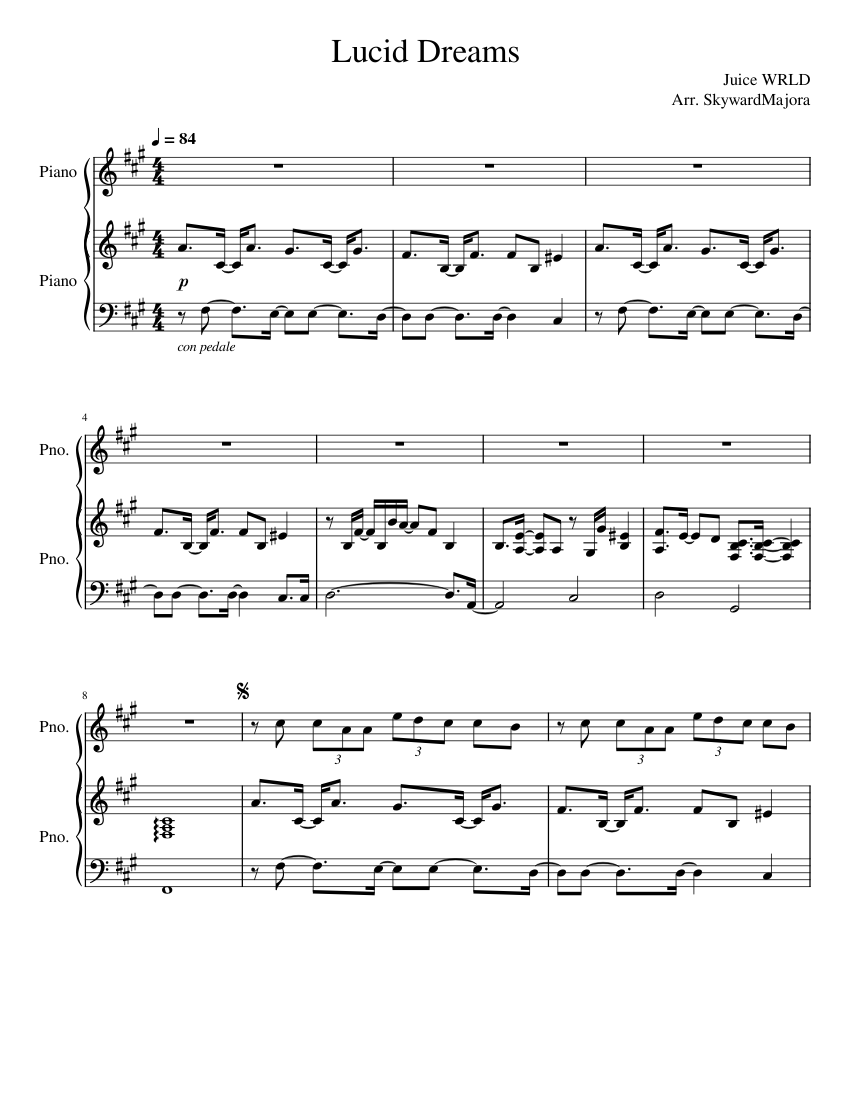 Lucid Dreams Sheet Music For Piano Download Free In Pdf Or Midi Musescore Com