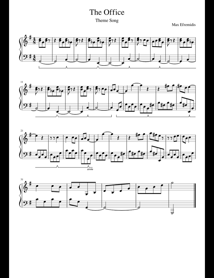 The_Office sheet music for Piano download free in PDF or MIDI