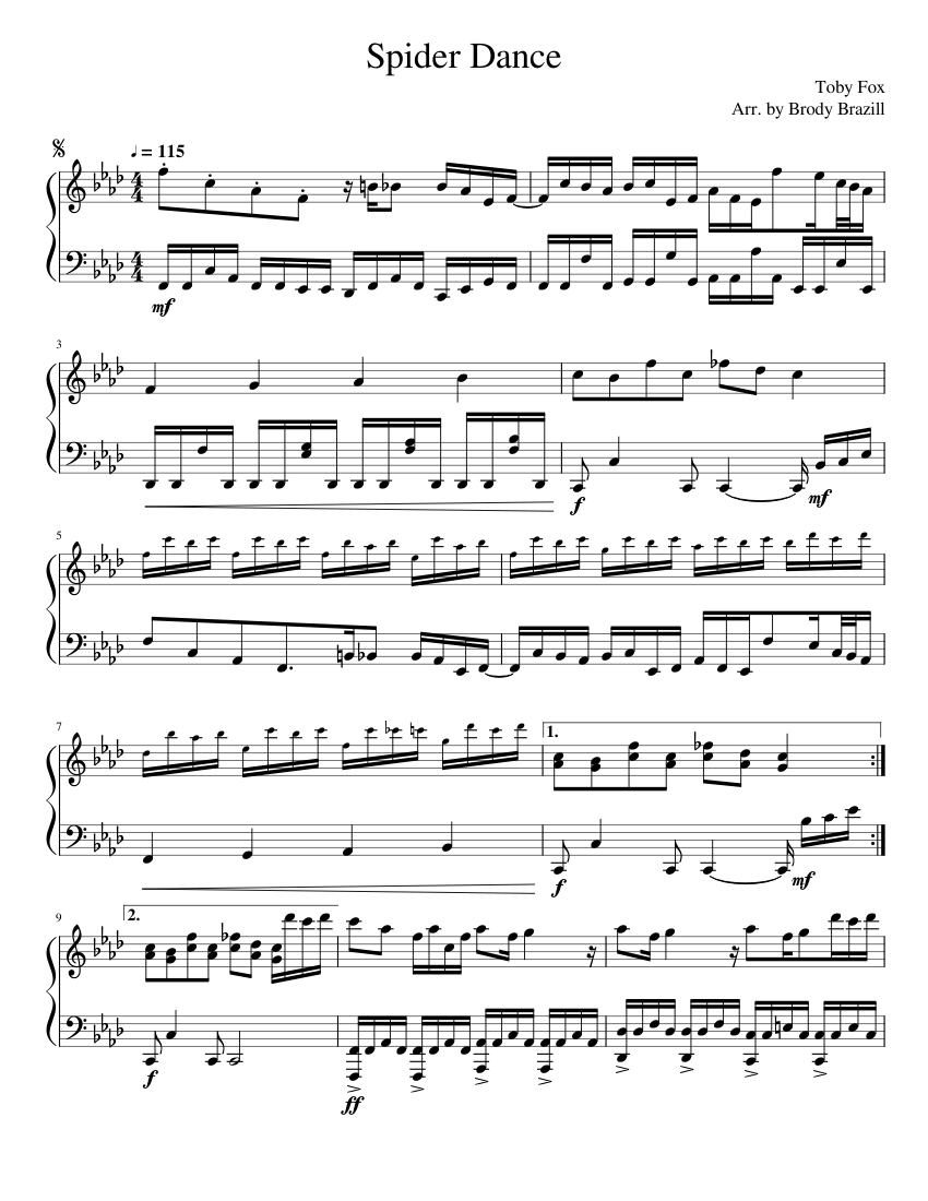 Spider Dance - Piano sheet music for Piano download free in PDF or MIDI