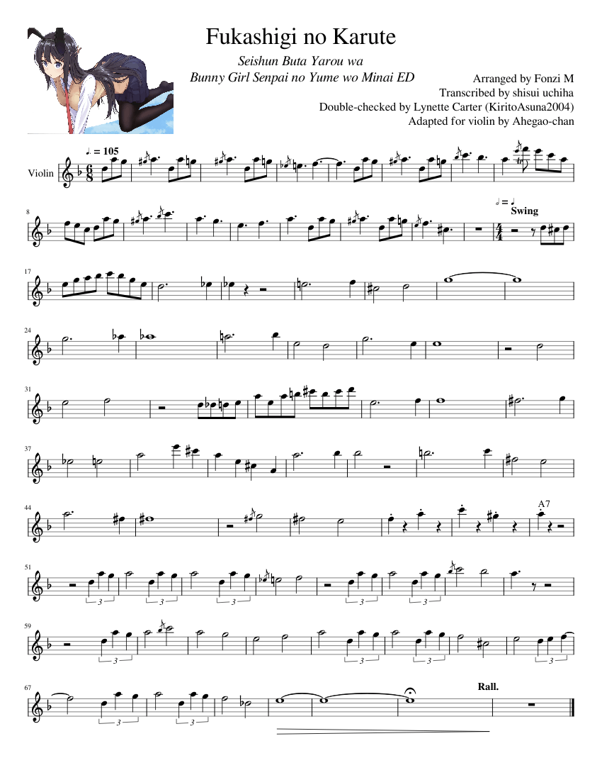 Fukashigi No Carte sheet music for Piano, Strings download free in PDF ...