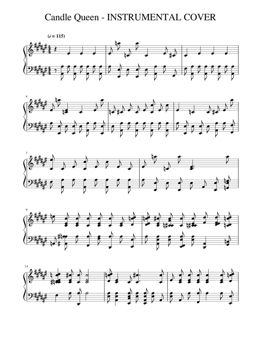 Candle Queen Instrumental Cover By Edit Fox Sheet Music For Piano Download Free In Pdf Or Midi Musescore Com