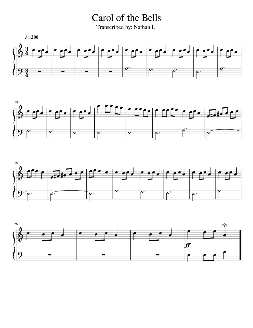 Carol of the Bells Sheet music for Piano (Solo)