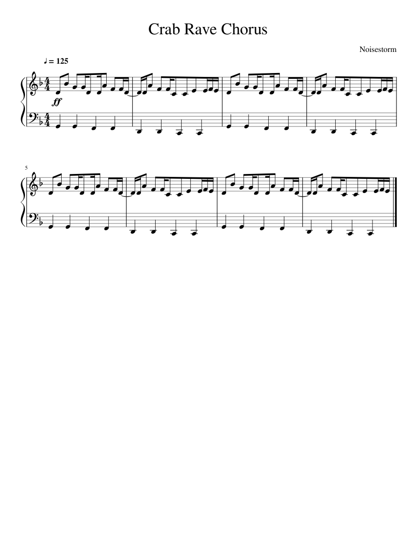 Crab Rave Chorus sheet music for Piano download free in PDF or MIDI