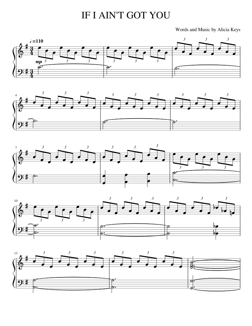 if i ain't got you Sheet music for Piano (Solo) | Musescore.com