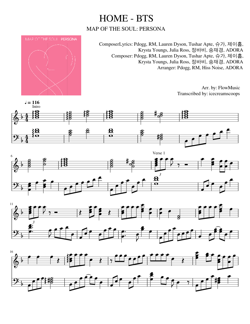 HOME by BTS Sheet music for Piano (Solo) | Musescore.com