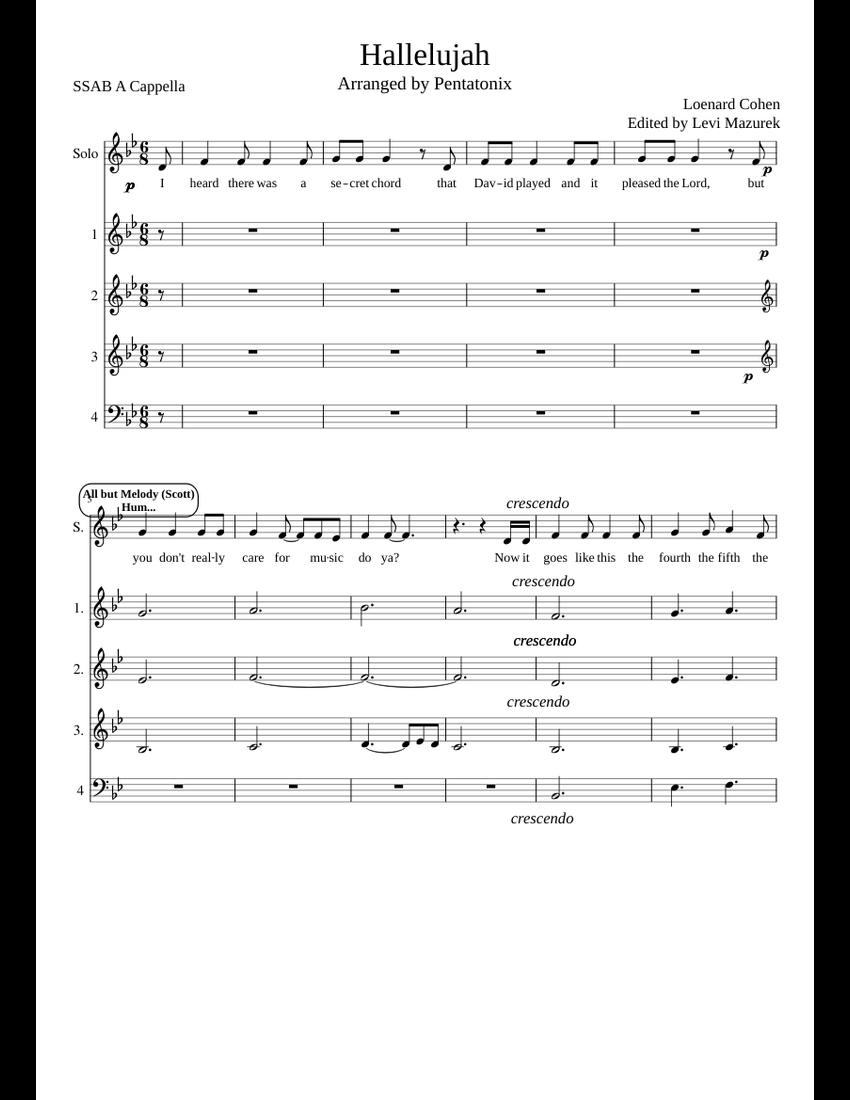 Hallelujah Choral Version sheet music for Voice download free in PDF or
