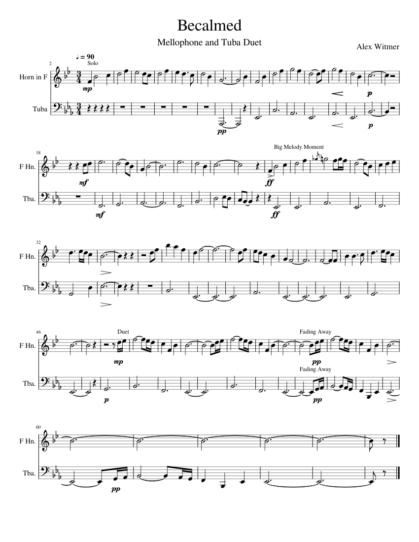 Sea of Thieves Becalmed French Horn and Tuba Duet sheet music for