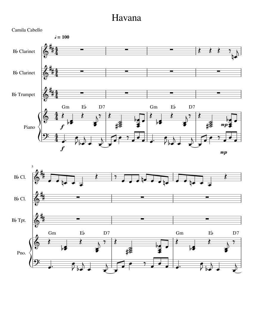 Havana sheet music for Piano, Trumpet download free in PDF or