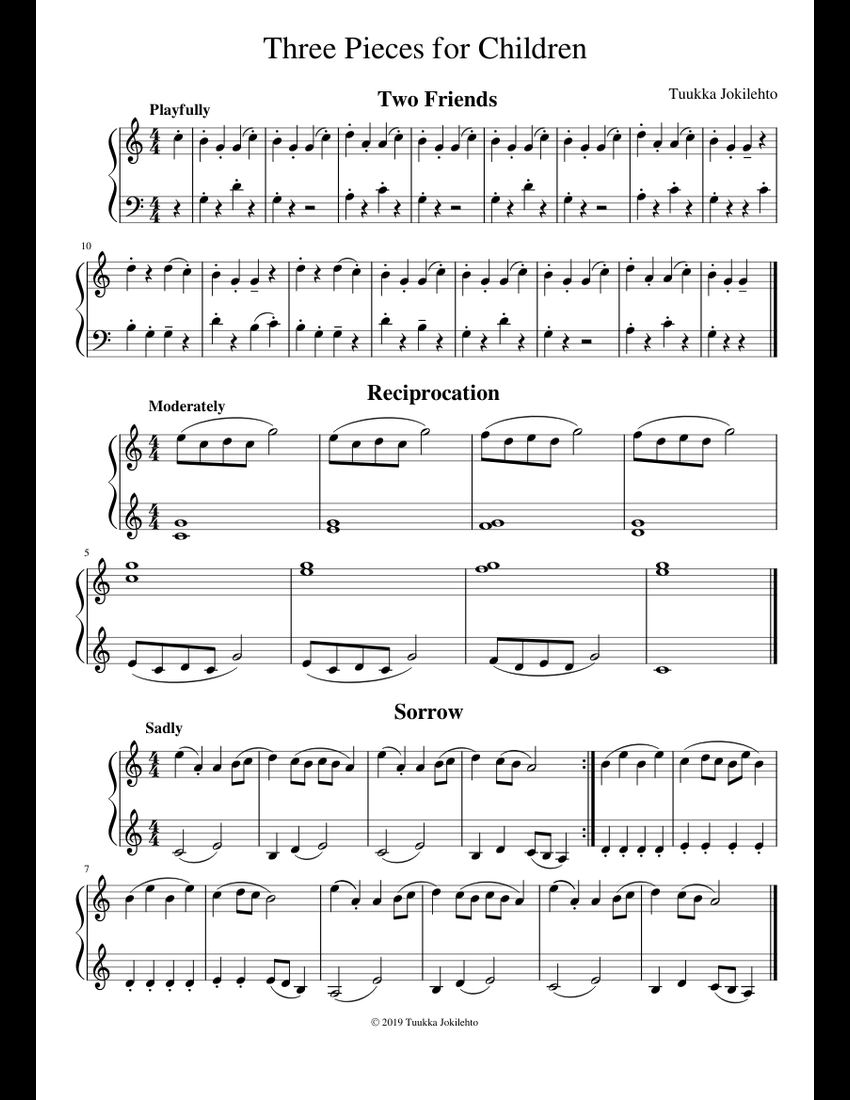 Three Pieces for Children sheet music for Piano download free in PDF or ...