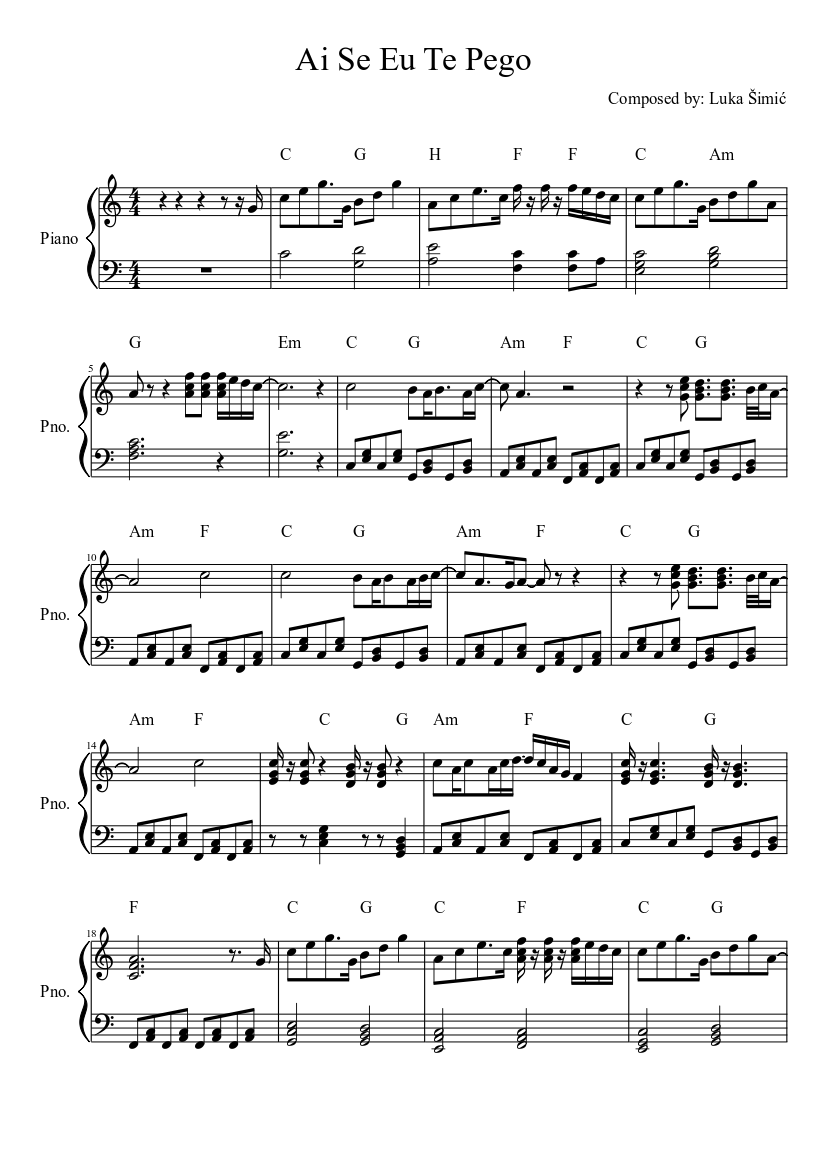 Ai Se Eu Te Pego Piano Tutorial