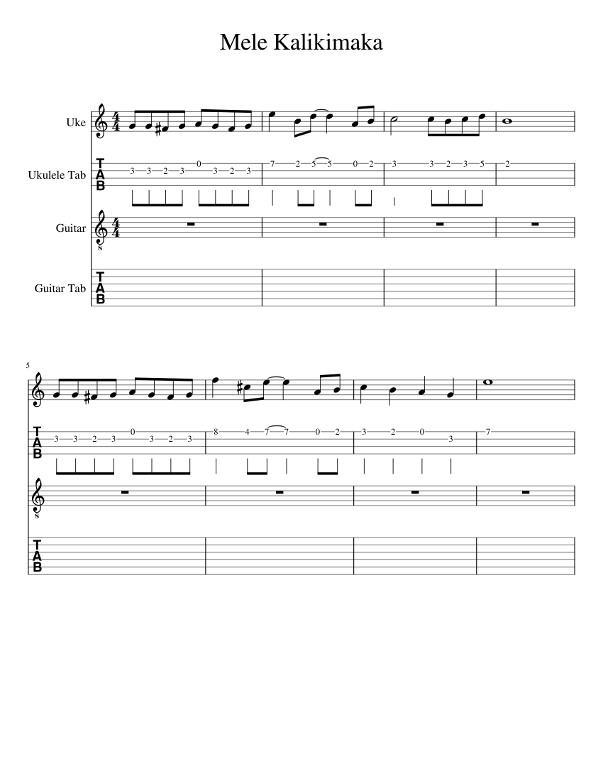 Mele Kalikimaka Sheet music for Guitar | Download free in PDF or MIDI
