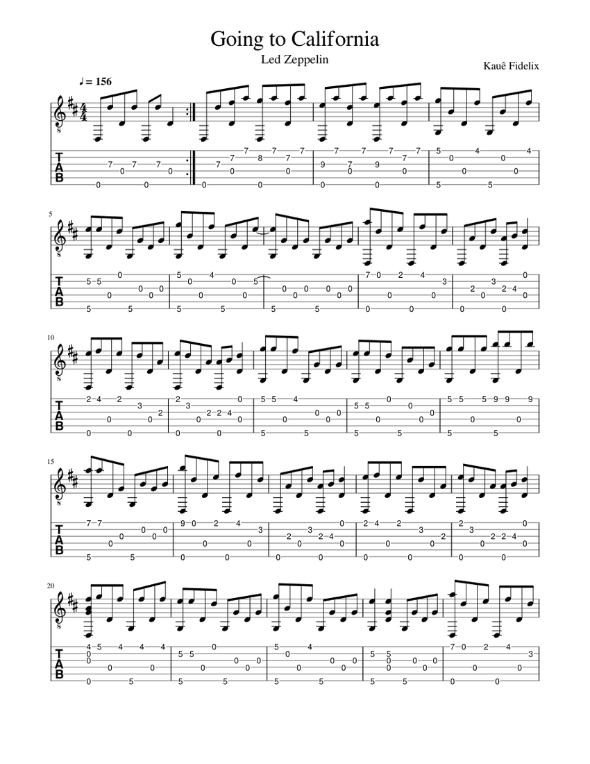 Going to California Sheet music for Guitar | Download free in PDF or