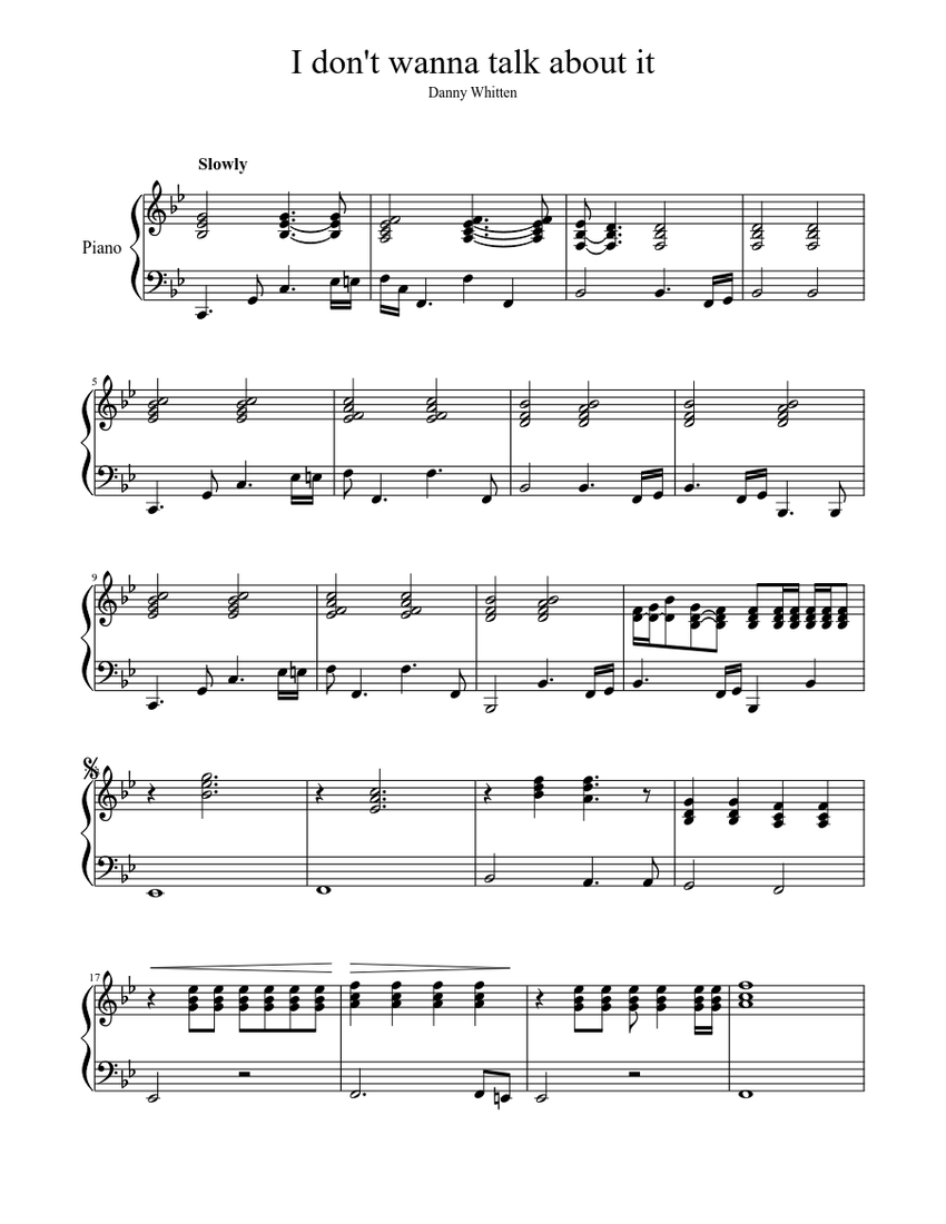 I don't wanna talk about it Sheet music for Piano (Solo) | Musescore.com