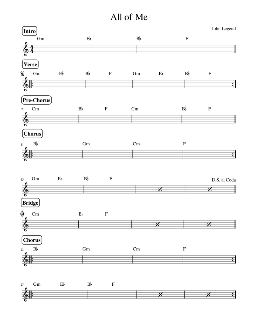 all of me piano sheet music free download