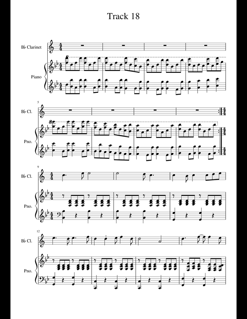 Duet for Piano and Clarinet sheet music for Clarinet, Piano download