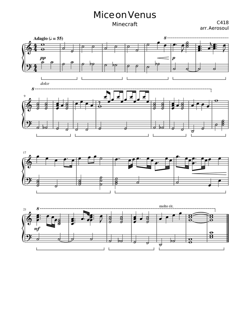 Mice on Venus Sheet music for Piano (Solo) | Musescore.com