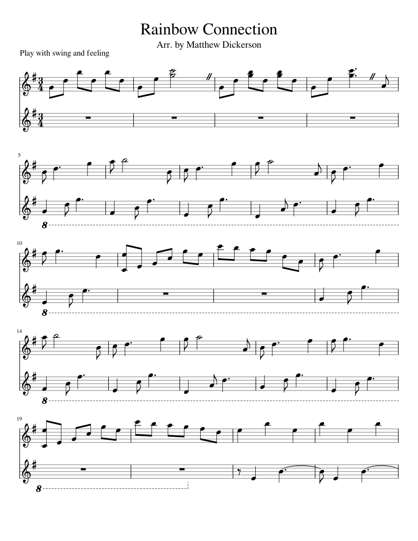 Rainbow connection sheet music for Piano download free in PDF or MIDI