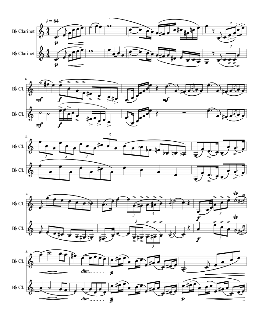 Rose Clarinet Duet Sheet music for Clarinet (In B Flat) (Woodwind Duet ...