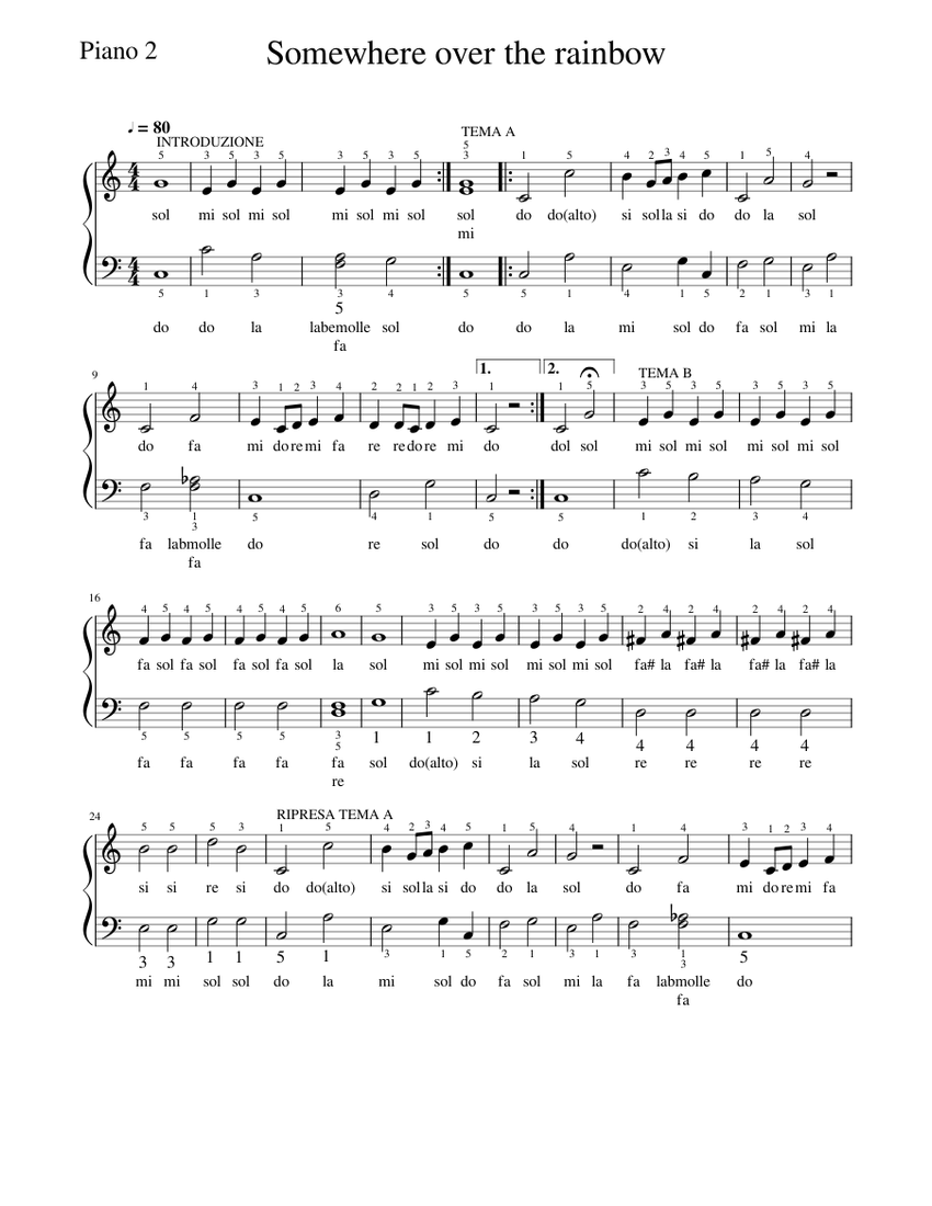 Somewhere over the rainbow-Piano 2 Sheet music for Piano | Download