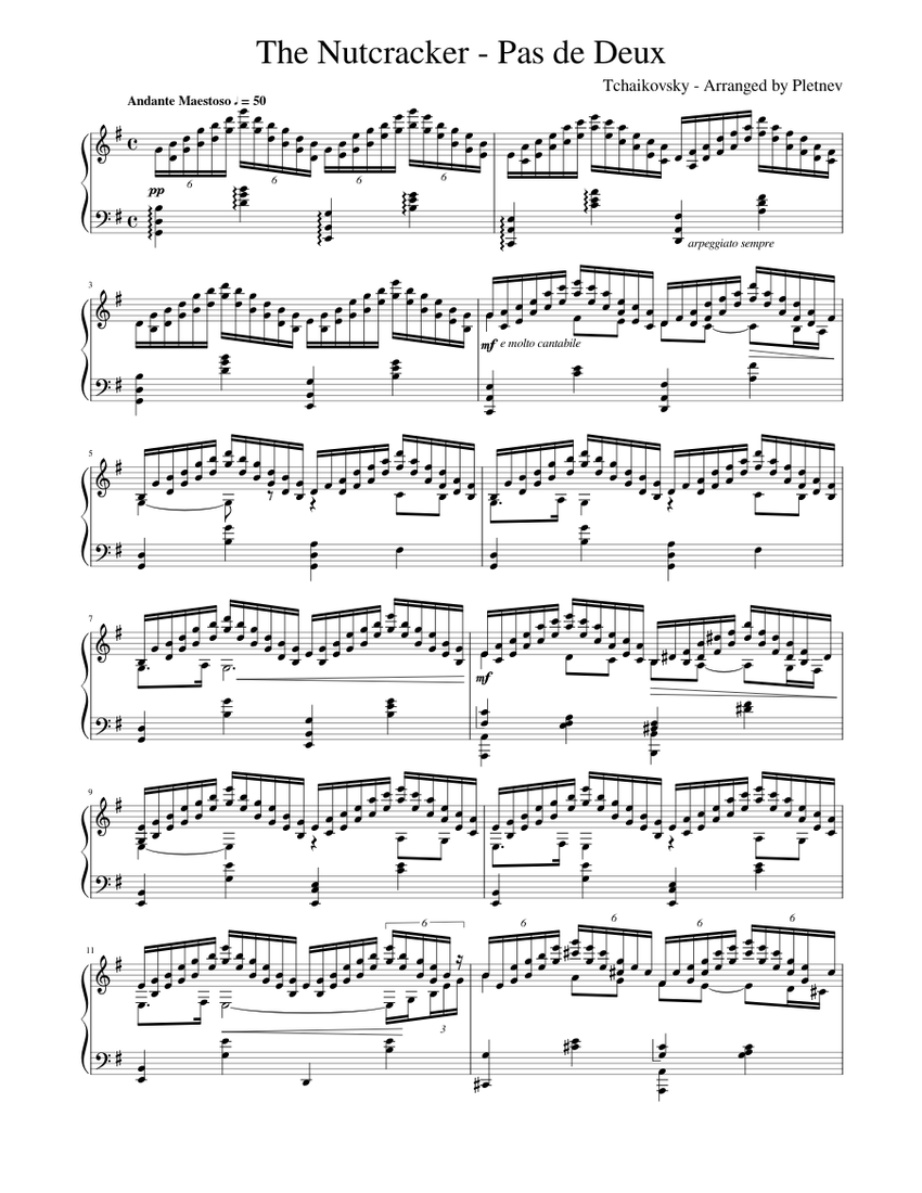 The Nutcracker Suite (No. 7): Pas de Deux (Tchaikovsky - Pletnev) sheet