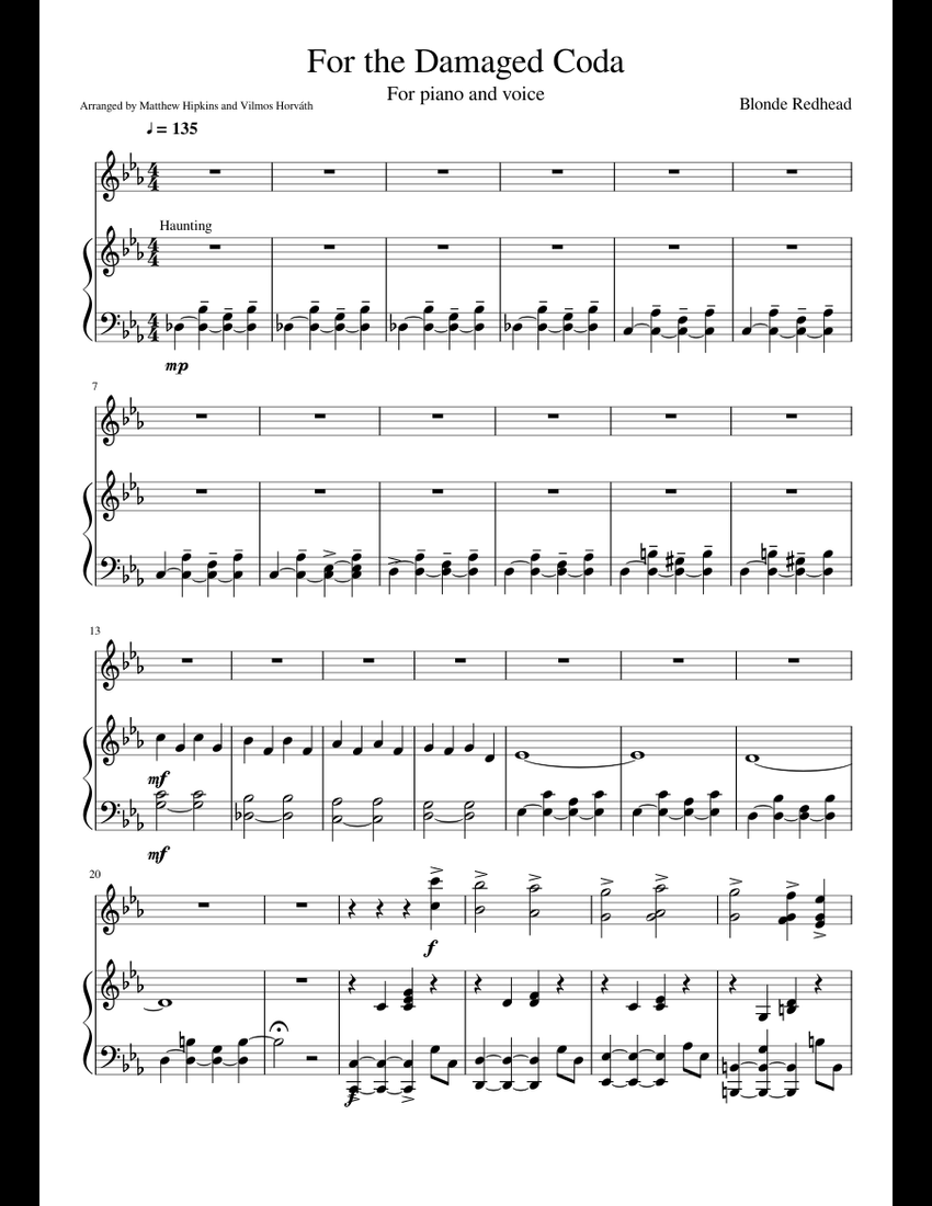 For the Damaged Coda - Evil Morty's theme sheet music for Piano, Voice