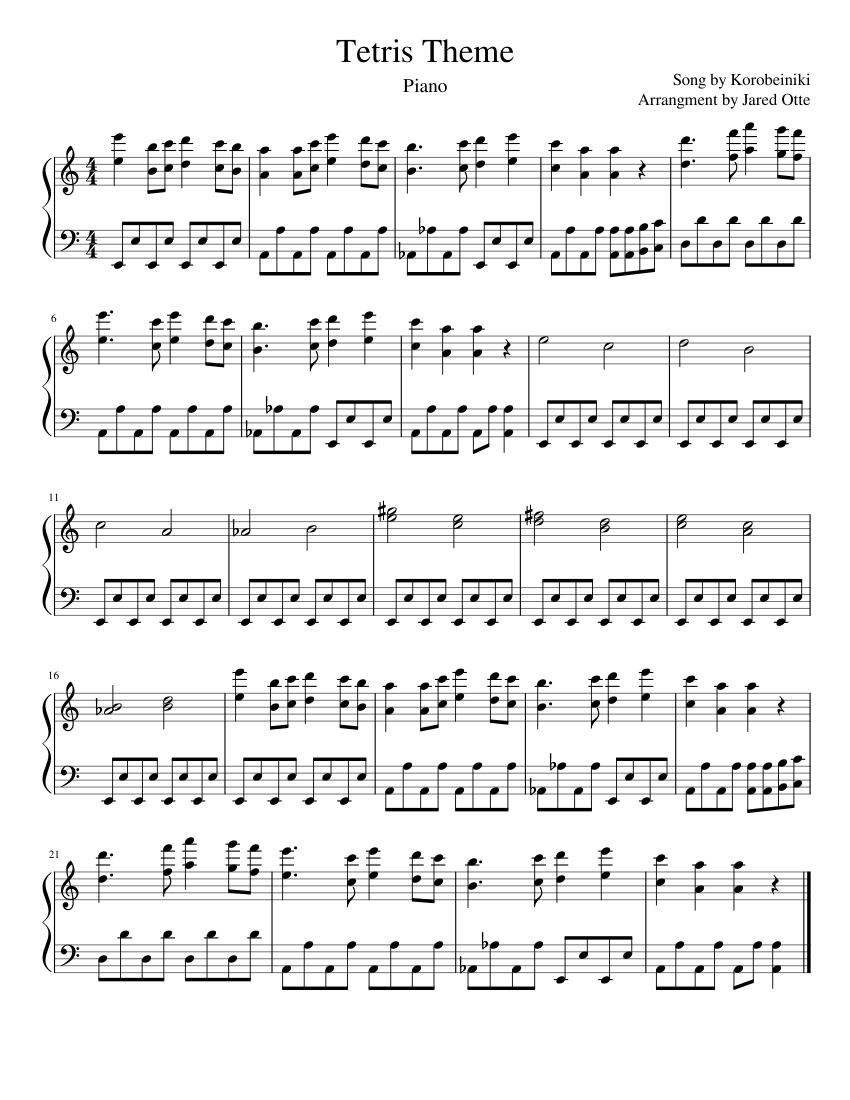 Tetris Theme | Piano Arrangement Sheet music for Piano | Download free