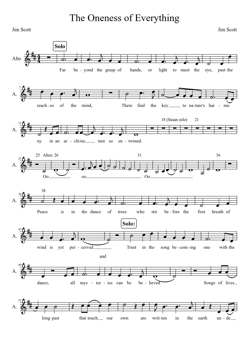 The Oneness Of Everything Sheet Music Download Free In Pdf Or Midi Musescore Com musescore com
