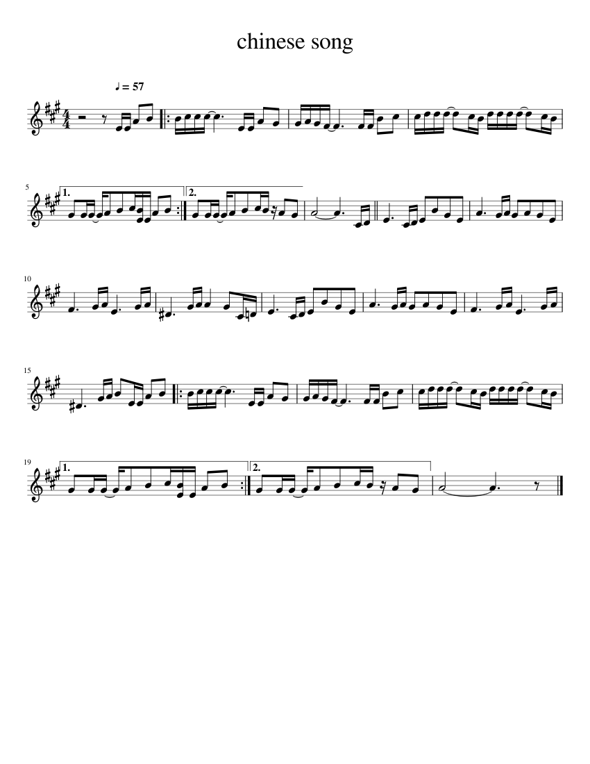 chinese song Sheet music for Piano (Solo) | Musescore.com