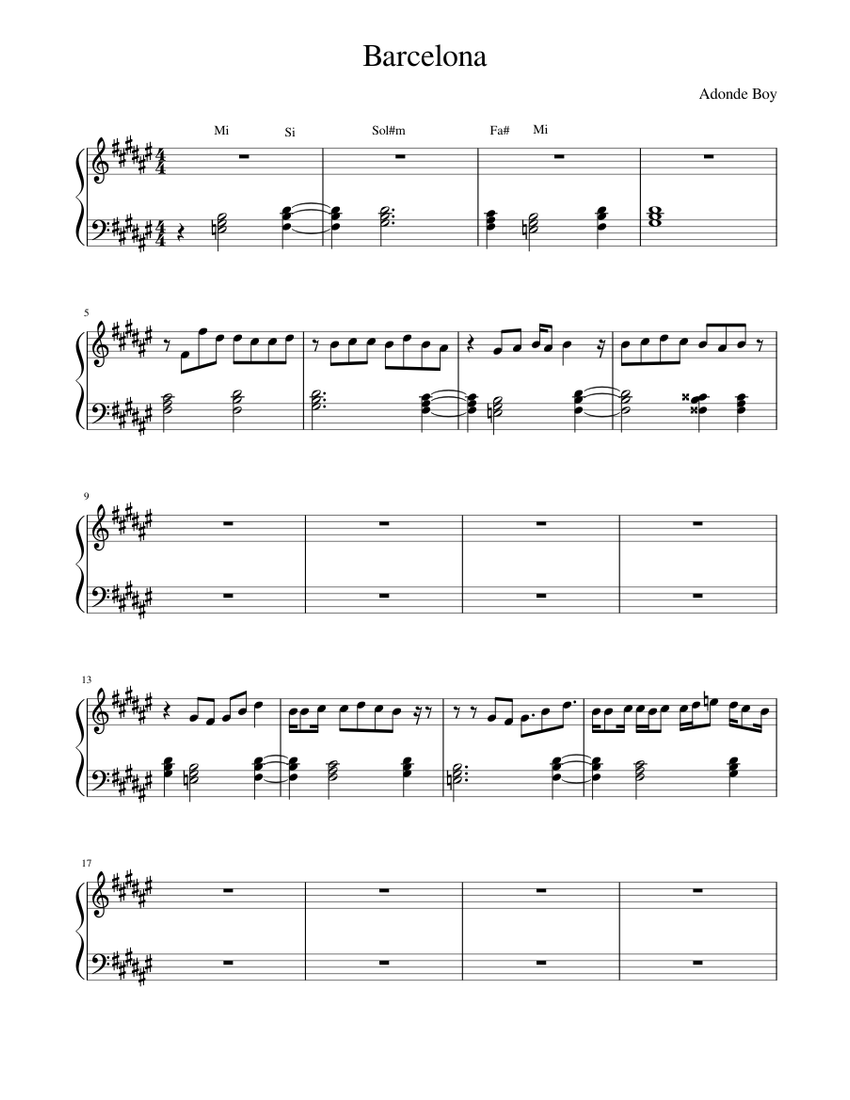Barcelona Sheet music for Piano (Solo) | Musescore.com