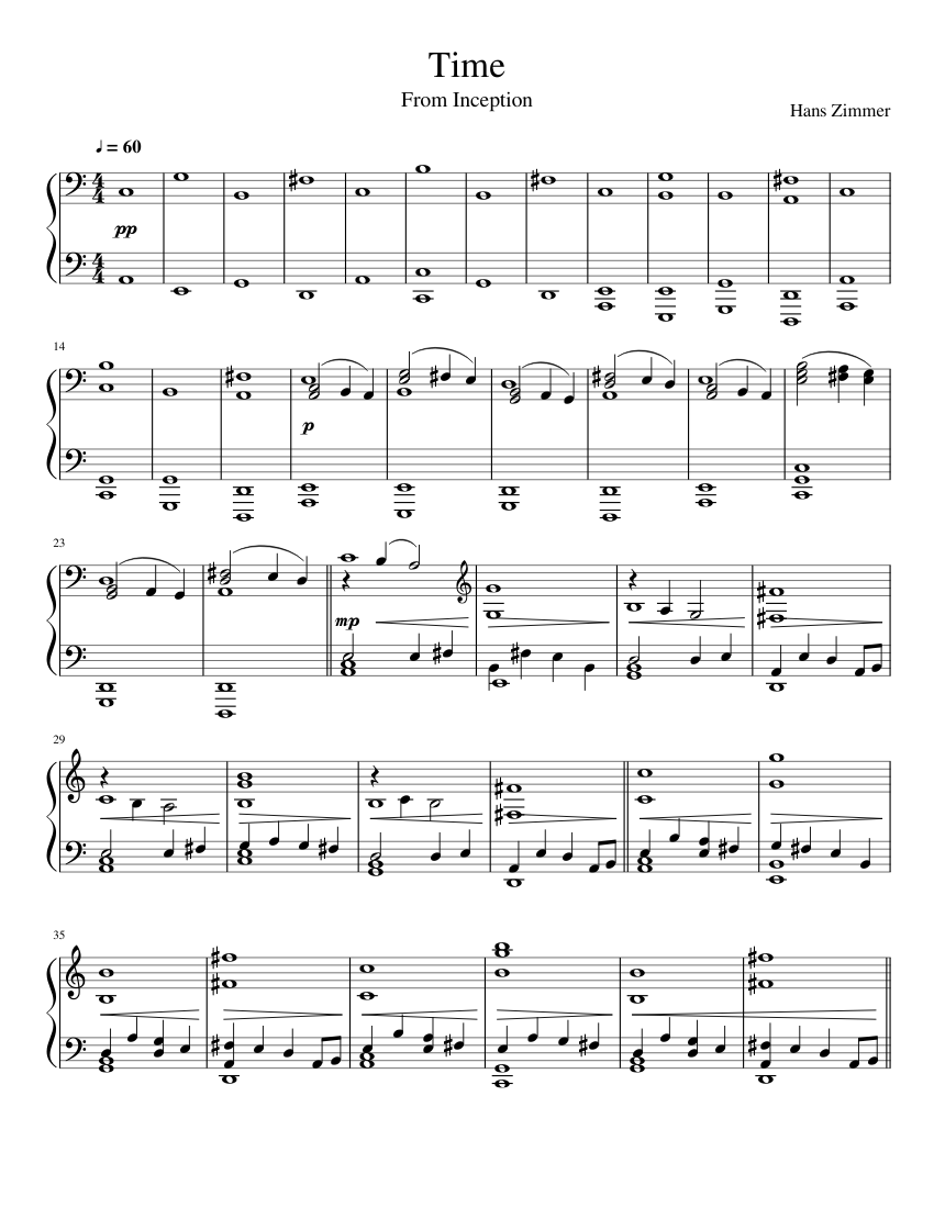 Time - Hans Zimmer - Inception Sheet music for Piano | Download free in