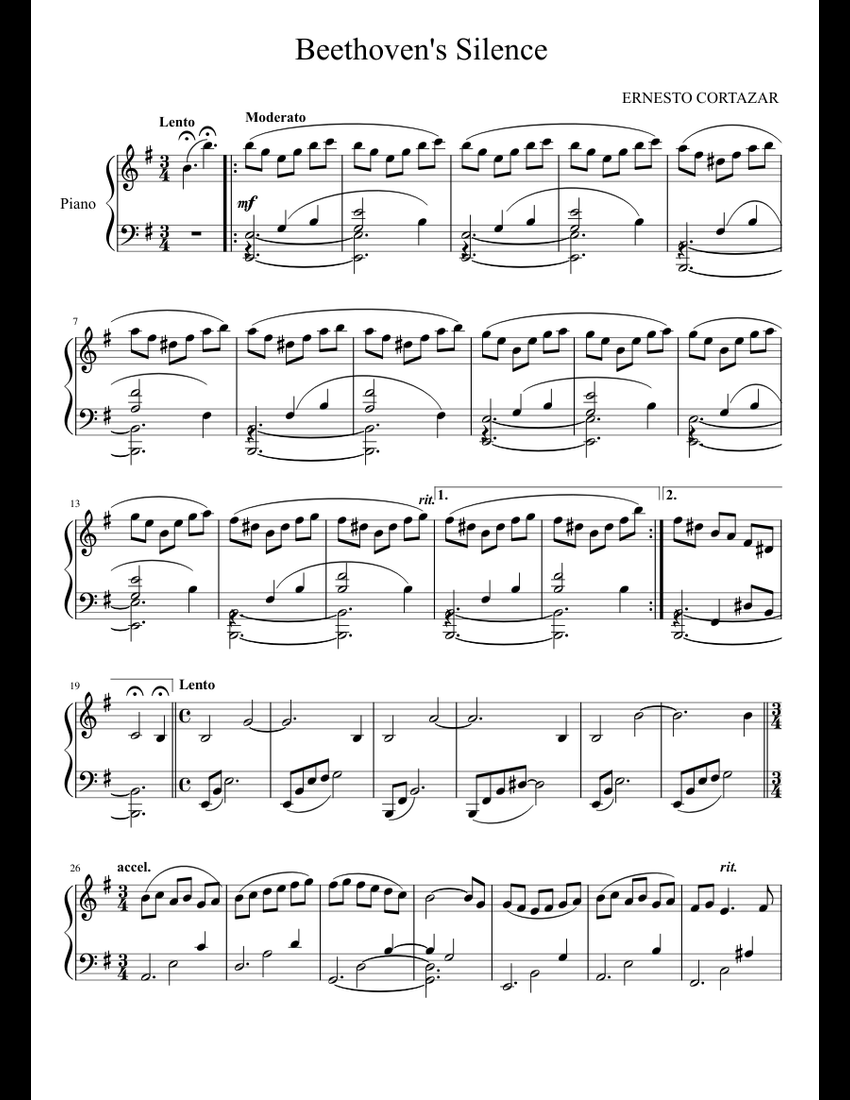 Beethovens_Silence_G-major sheet music for Piano download free in PDF ...
