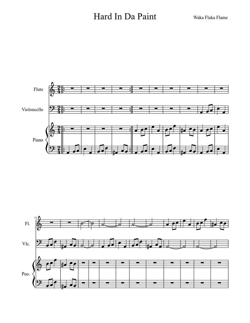 Hard In Da Paint Sheet music for Piano, Flute (Solo)