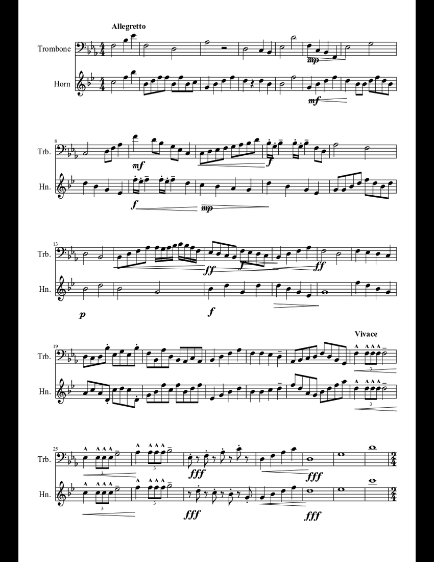 trombone/horn duet sheet music download free in PDF or MIDI