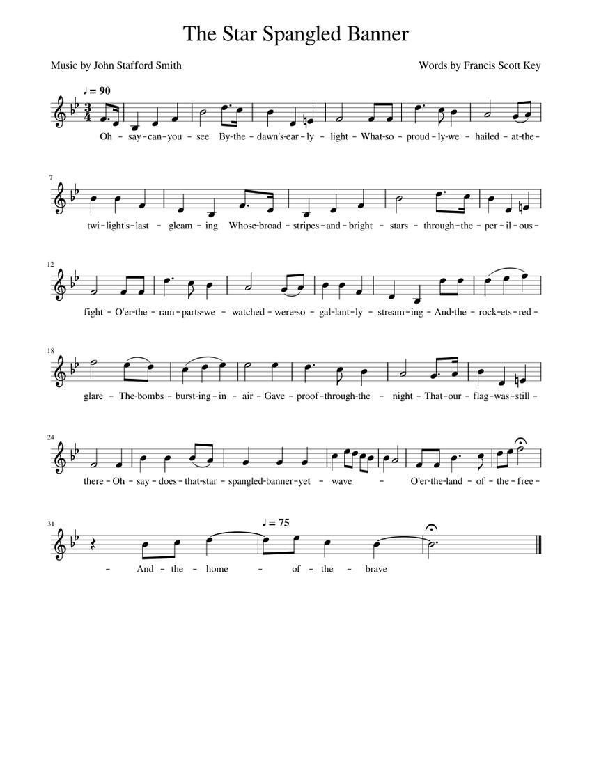 the-star-spangled-banner-easy-trumpet-part-for-beginners-sheet-music-for-trumpet-in-b-flat