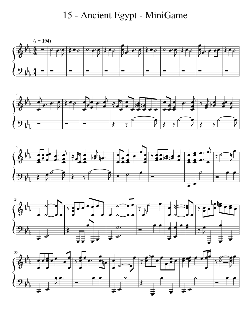 WIP Ancient Egypt MiniGame Sheet music for Piano (Solo)