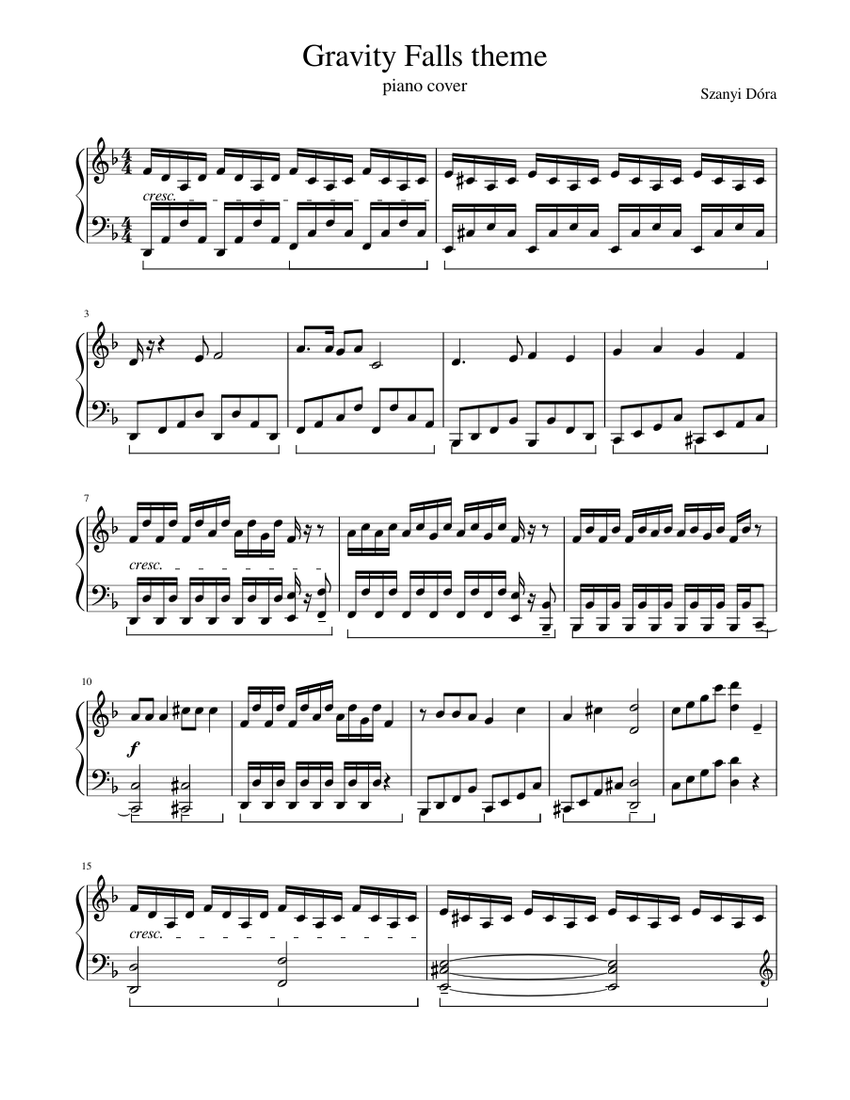 Gravity Falls theme Sheet music for Piano (Solo) | Musescore.com